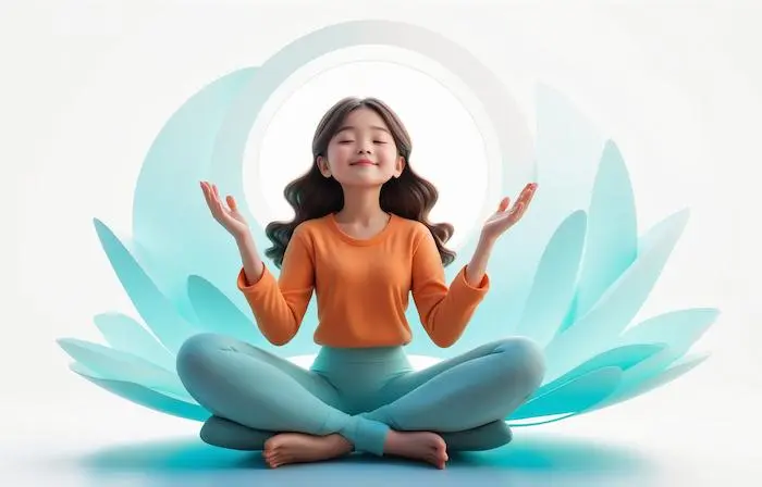 Happy Girl in Yoga Pose 3D Character Graphic Design Illustration